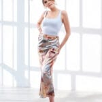 Jupe longue satinée imprimée