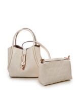 Ensemble de sacs à main en cuir embossé beige – 2 pièces