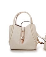 Ensemble de sacs à main en cuir embossé beige – 2 pièces – Image 2