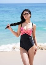 Maillot Une Pièce Sculptant Noir & Rose – Image 4