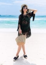 Robe de plage en crochet noir bohème chic – Image 3