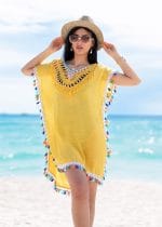 Tunique de Plage Jaune à Détails Colorés