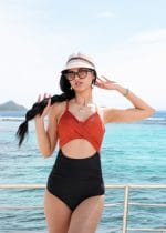 Maillot Une Pièce Découpe Rouge brique – Image 4