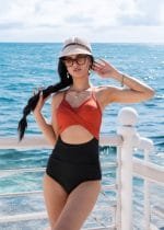 Maillot Une Pièce Découpe Rouge brique