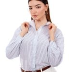 Chemise rayée élégante bleu & blanc