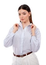 Chemise rayée élégante bleu & blanc