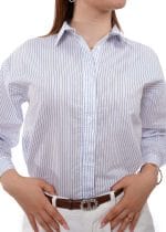 Chemise rayée élégante bleu & blanc – Image 4